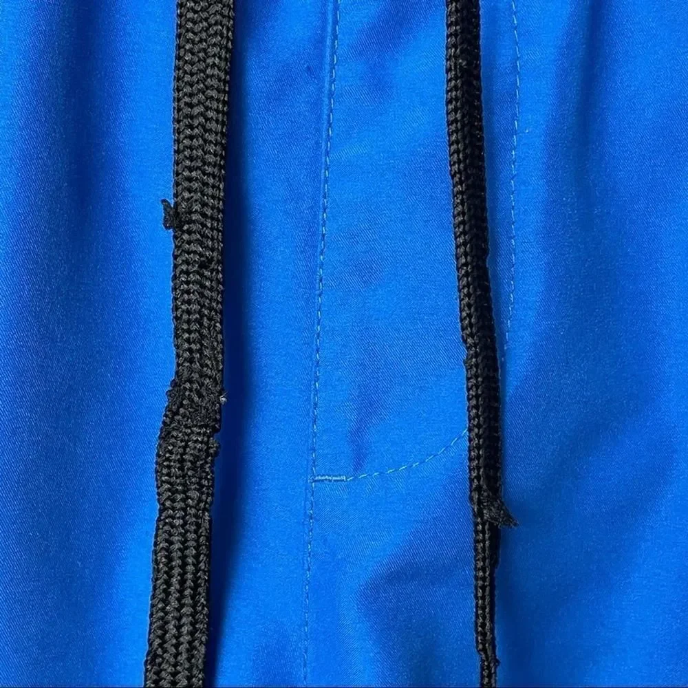 Adidas Solid Royal Blue White Track Stripes Swim Trunks w/ Pockets Drawstring L